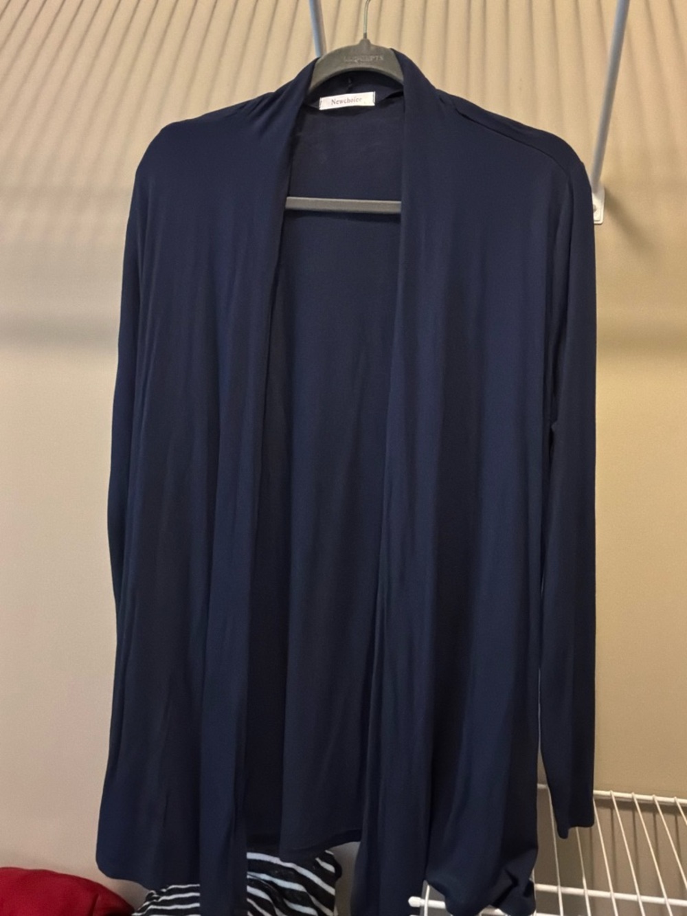 chic Navy Open-Front Draped Cardigan